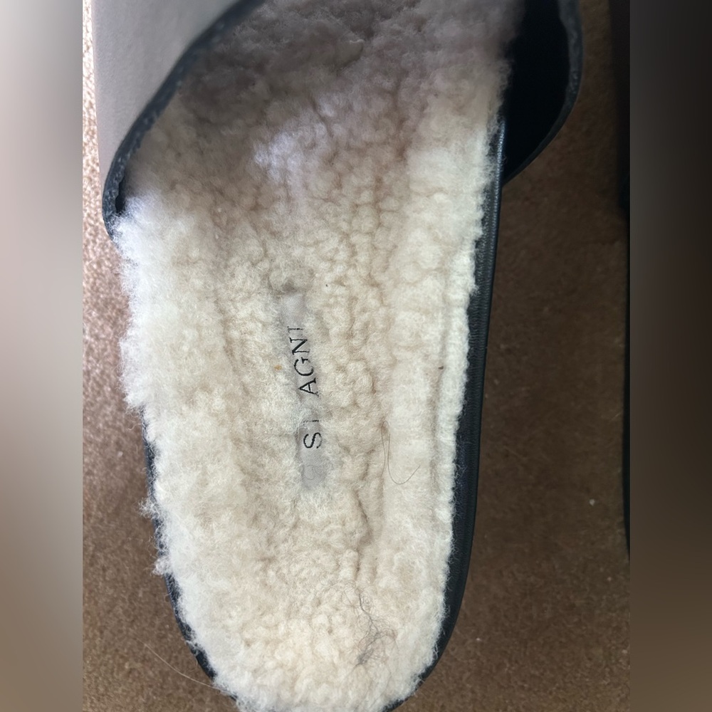 St.Agni black slides with shearling foot bed size 38 - Picture 2 of 4